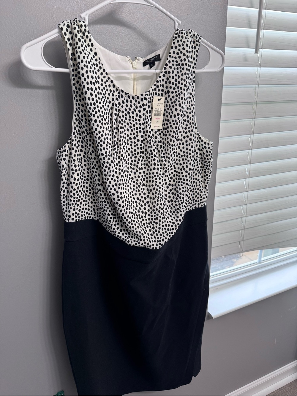 Talbots Black and White Polka Dot Sheath Dress